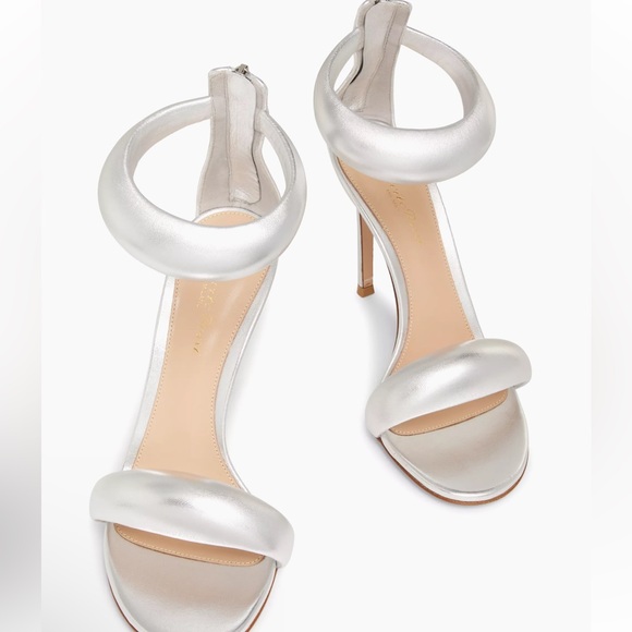 GIANVITO ROSSI Bijoux Heels Silver Leather Ankle Strap|Size: 39/US9 - Picture 1 of 11